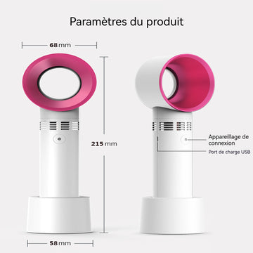Mini sèche-cheveux rechargeable portable fixateur de cils trois vitesses de vent ventilateur portatif portable extérieur blanc